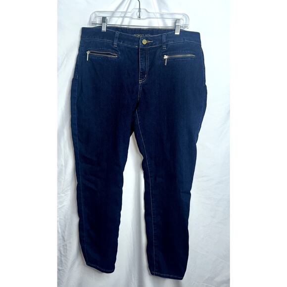 Michael Kors Womens Size 12 Dark Wash Zipper Pocket Denim Jeans - Picture 1 of 8